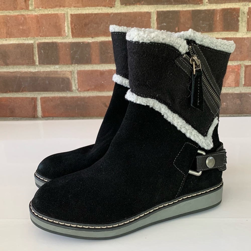 White Mountain Women’s teague Leather Ankle Boots Winter Black US 5 M MINT